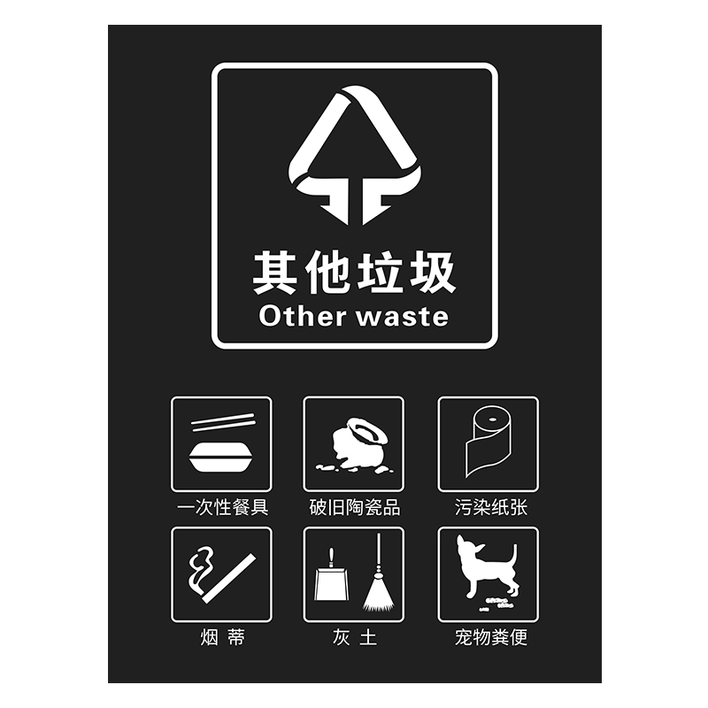 垃圾分类垃圾桶分类标识贴纸可回收杭州易腐有害其他垃圾标签提示