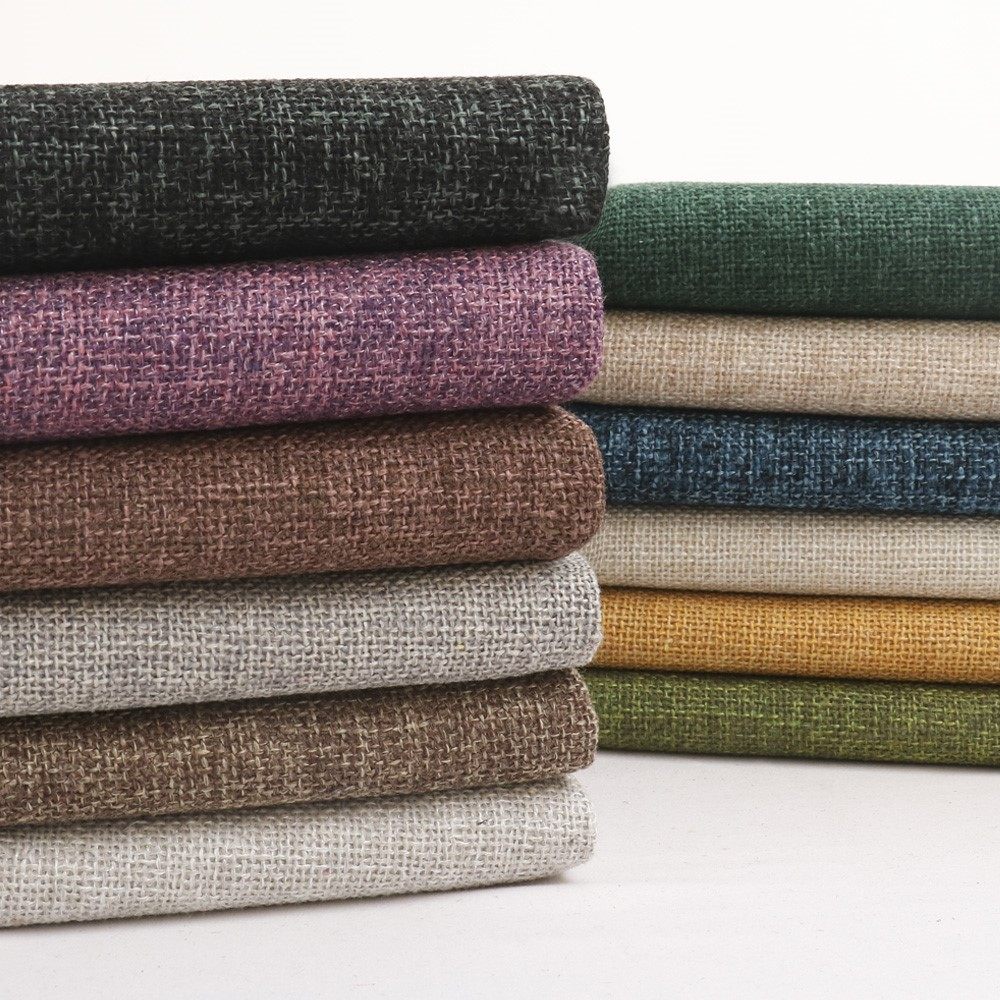 布料素色日系亚麻沙发面料加厚棉麻清仓麻布海绵垫