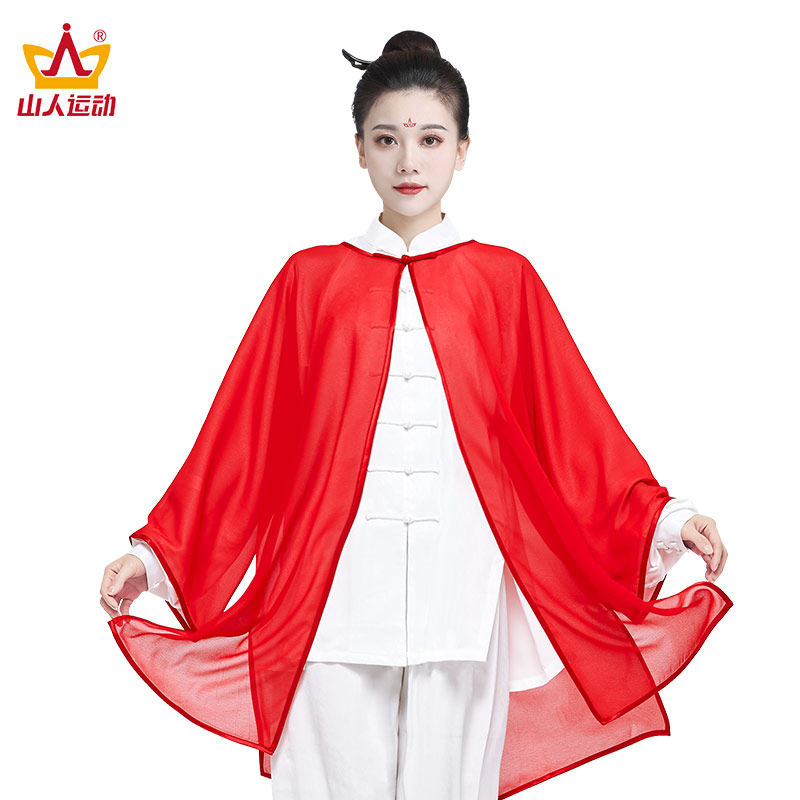 太极春夏新款纯渐变色披纱单件飘逸服女团队太极服