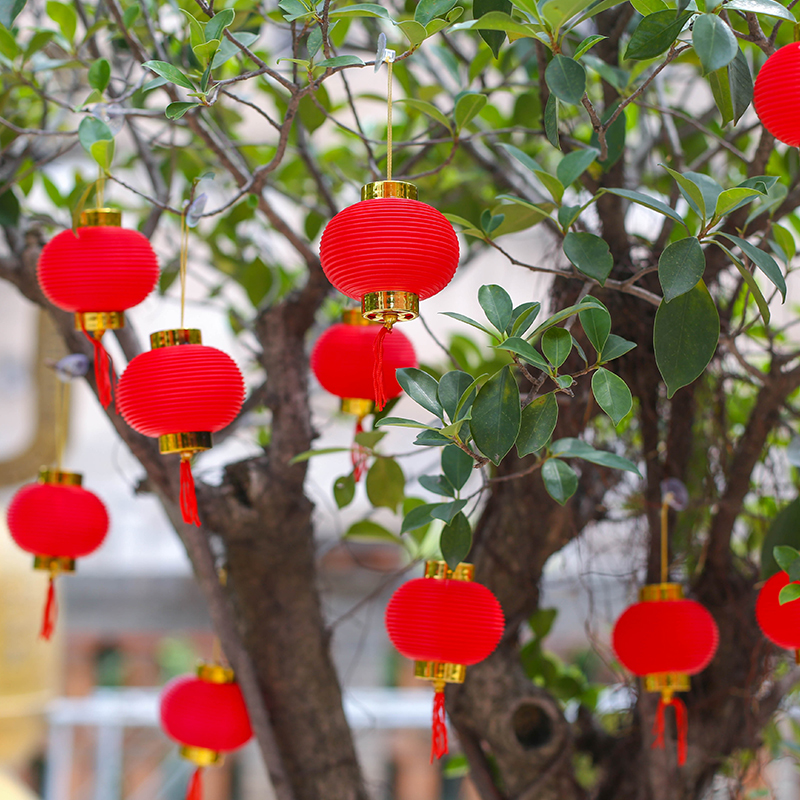 乔迁之喜小灯笼绿植盆栽挂树上的装饰品结婚发财树富贵竹挂饰