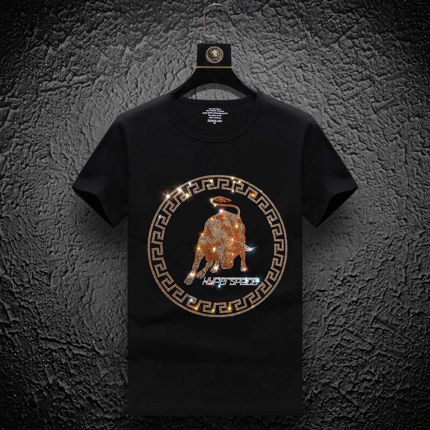 欧洲站烫钻T恤男短袖潮牌潮流夏季衣服欧美冰丝帅气半袖体桖男士