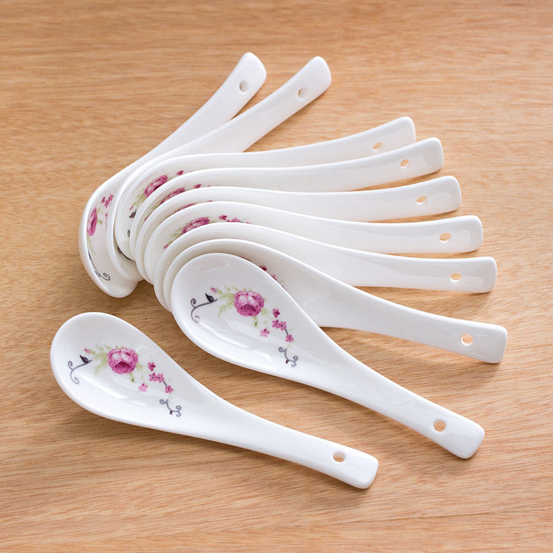 10个装景德镇骨瓷小调调羹汤勺陶瓷勺子小勺汤匙叉