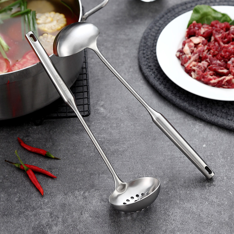 onlycook不锈钢火锅汤勺漏勺套装长柄家用厨房勺子漏勺