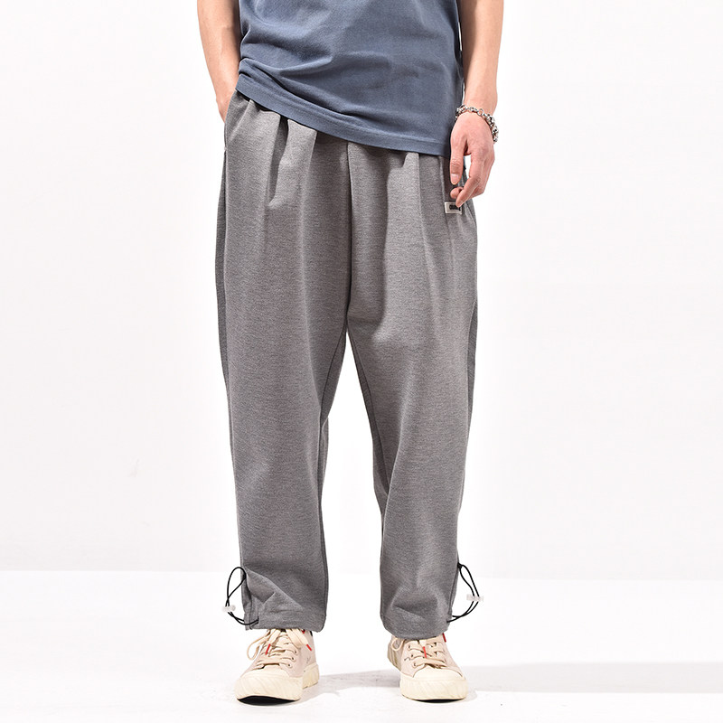 日式复古chic工装卫裤宽松bf抽绳收脚裤子休闲裤