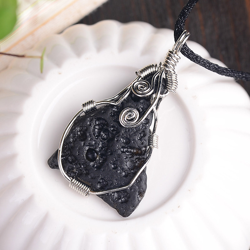 真品天然捷克陨石原石包边吊坠送挂绳项坠项链一物一图现货直销