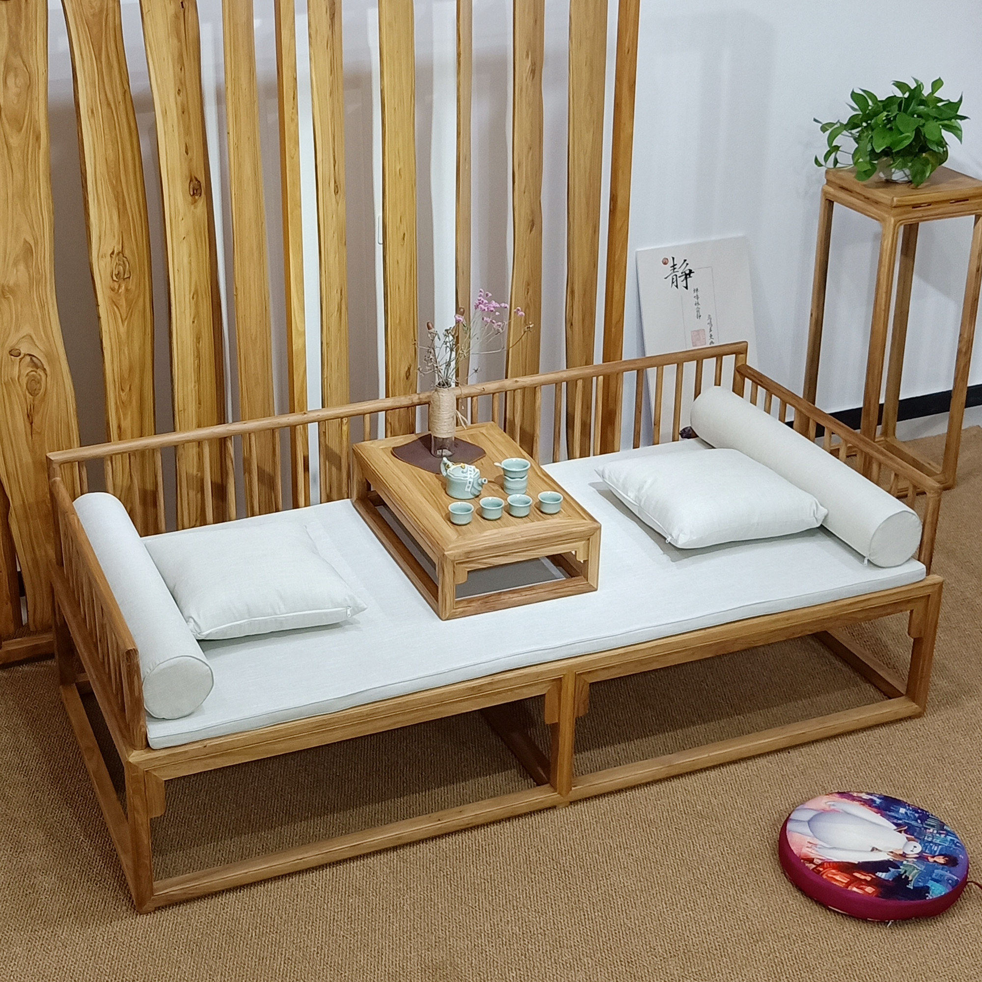 榆木罗汉实木禅意床老家具定制美人榻新中式罗汉床