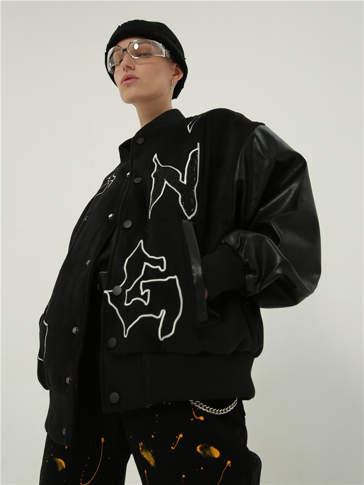 BANDITK GANGN毛呢棒球服男春秋美式高街国潮牌Vibe风夹克外套女