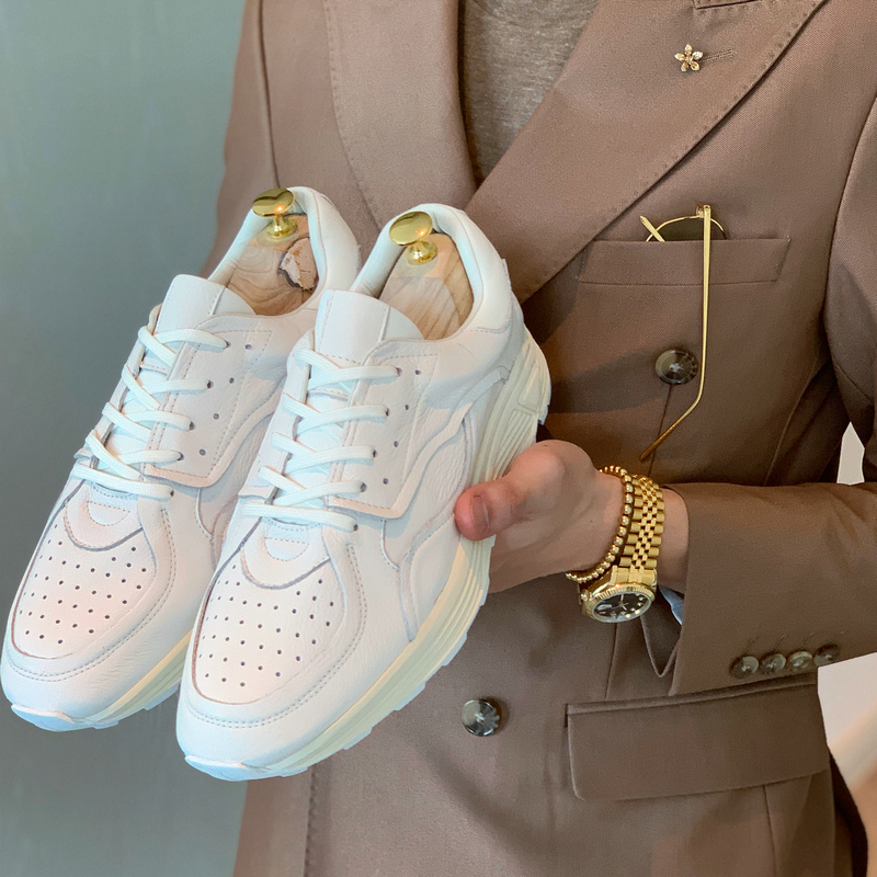 英伦低帮休闲鞋子韩版男士运动鞋时尚百搭真皮增高厚底小白鞋户外