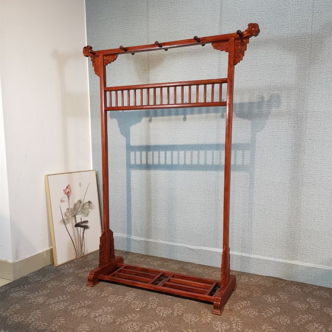 红木衣架中式刺猬古典实木挂衣衣帽架新中式卧室衣帽架