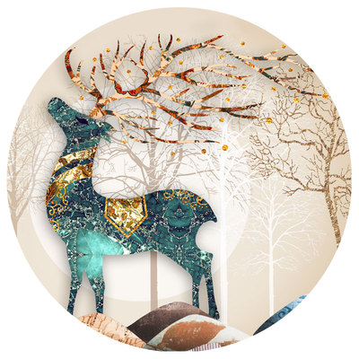 【精正100】现代简约麋鹿钻石绣