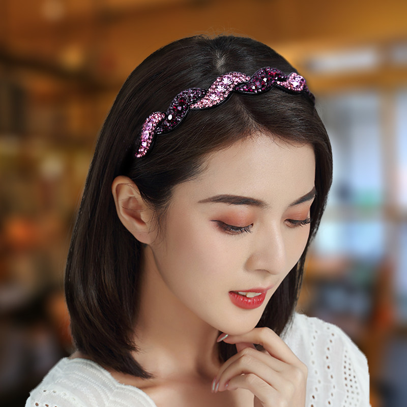 压发圈女气质时尚发箍女百搭外出带齿防滑发卡子满钻头箍韩版发窟