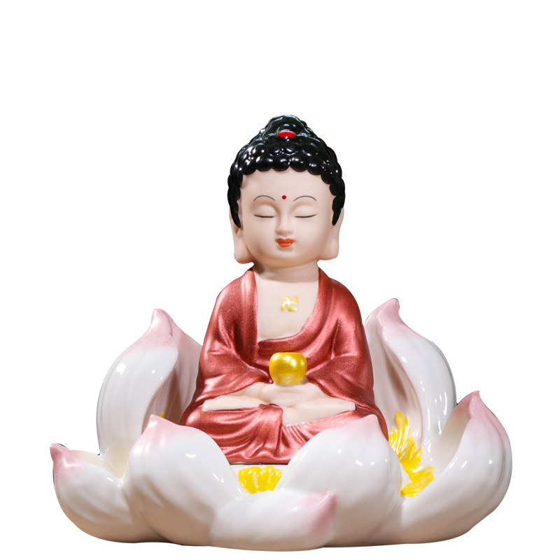 陶瓷保平平安莲花如来如来佛佛像观音菩萨客厅摆件