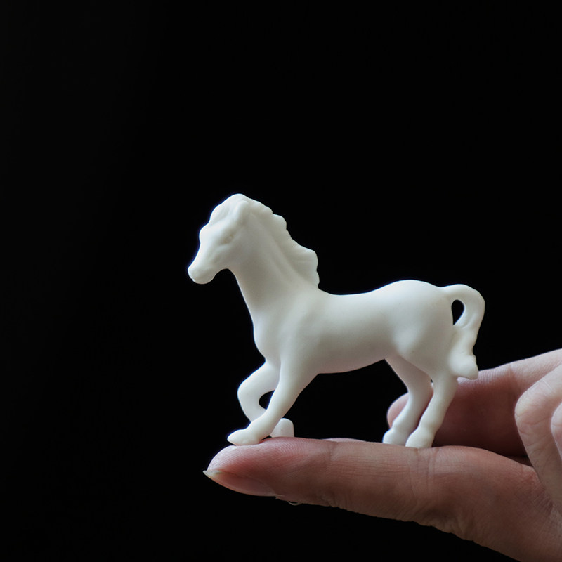 陶瓷小白马景观盆景马到成功造景创意招财玄关家居装饰摆件