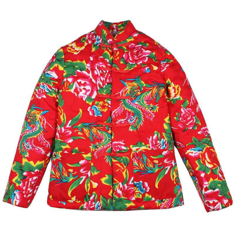 冬季民族风东北大花布花棉袄男女加厚棉衣手工棉花棉服中老年外套