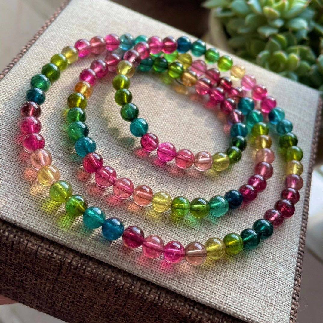 莹光三圈蓝碧珍贵29g58mm尺寸手链仙女碧玺手链