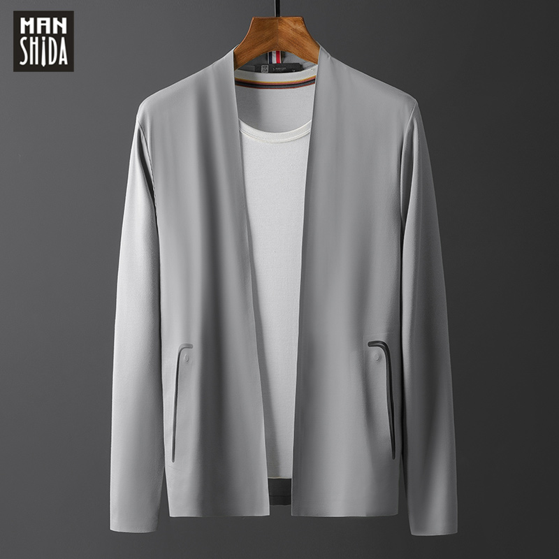 冰丝防晒开衫外套男夏季超薄款无痕商务休闲空调服男装防晒衣披风