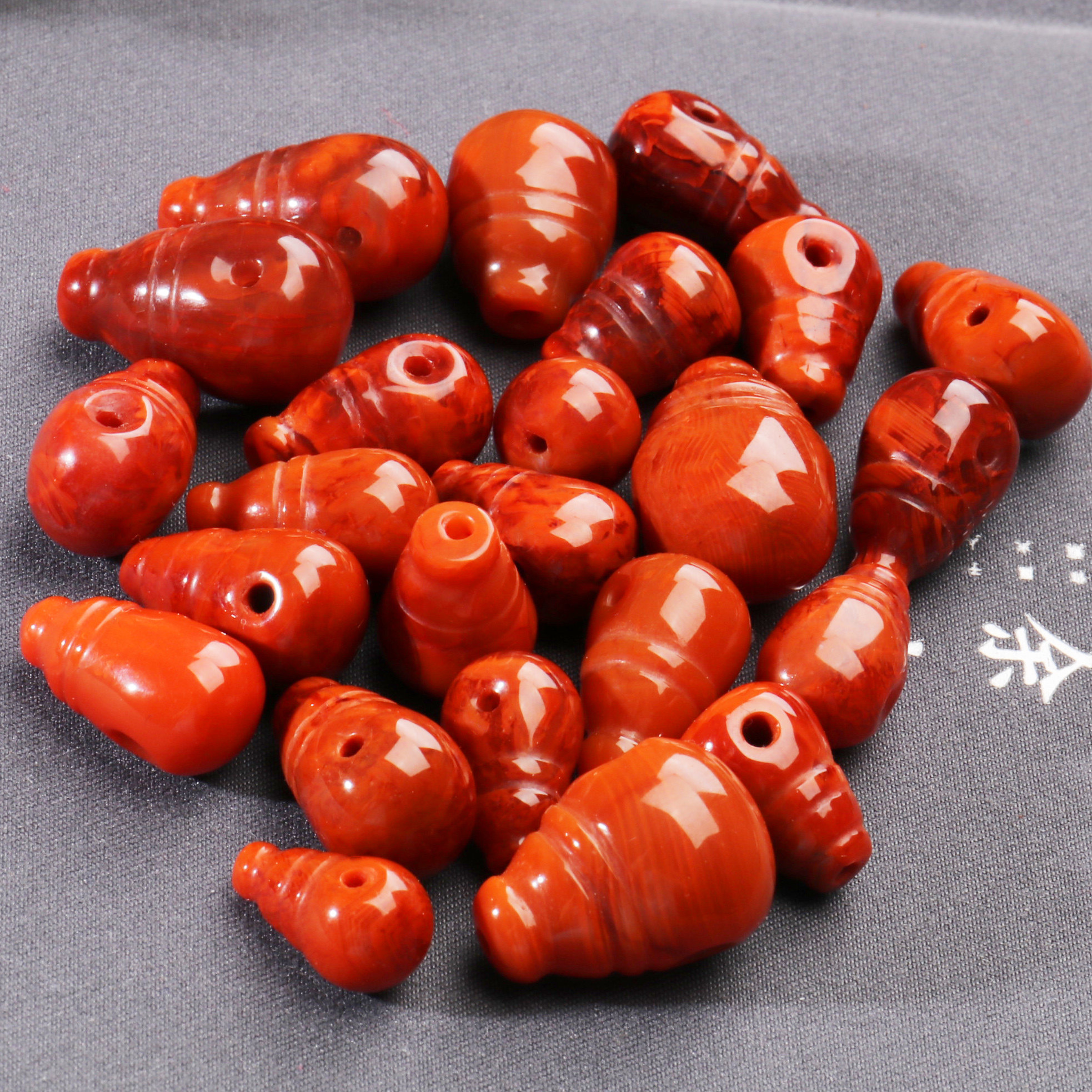 天然南红玛瑙一体三通佛头四川柿子红手串手链其他diy饰品配件