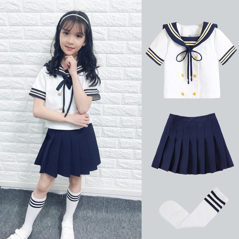 女童jk制服2020夏季新款中大童日短袖水手套装