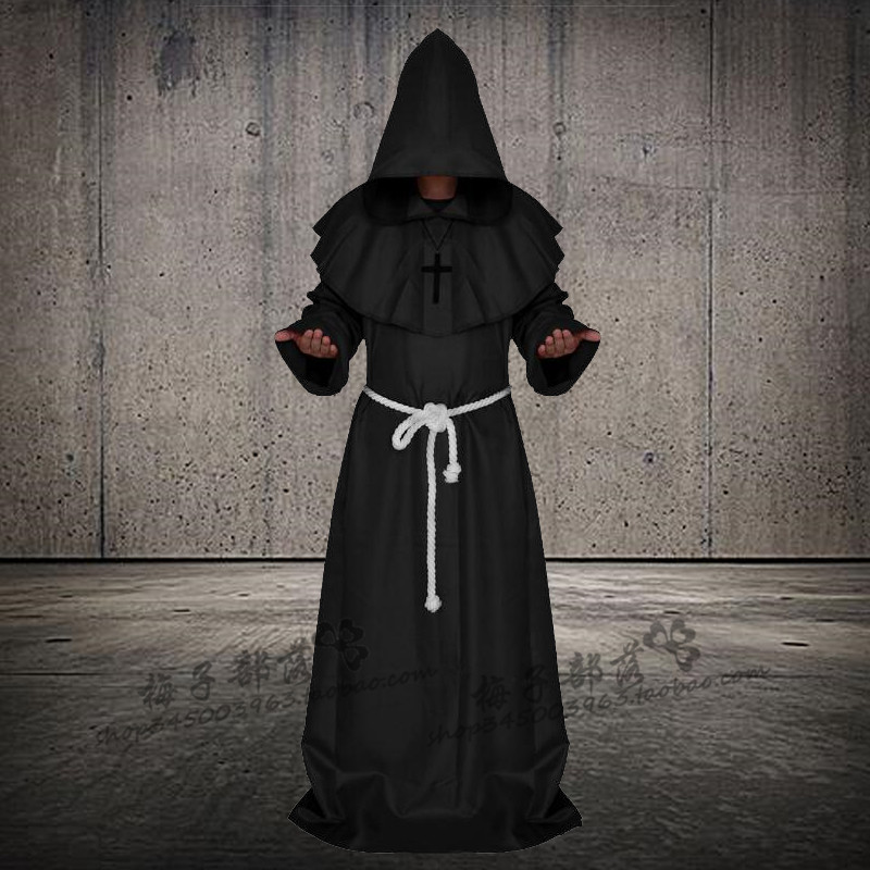 万圣节服装基督徒教堂神父长袍中世纪僧侣魔法巫师服饰
