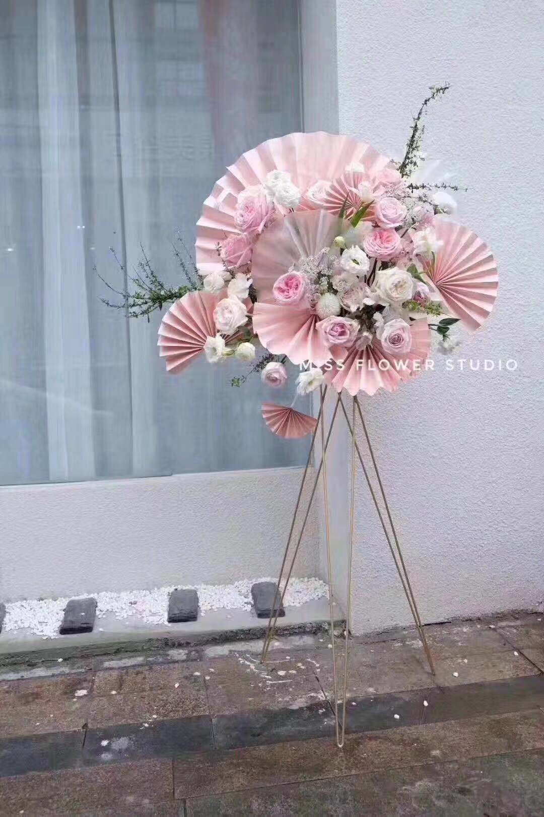 花艺折扇纸扇鲜花包装纸材料开业花篮花束装饰花艺包装盒
