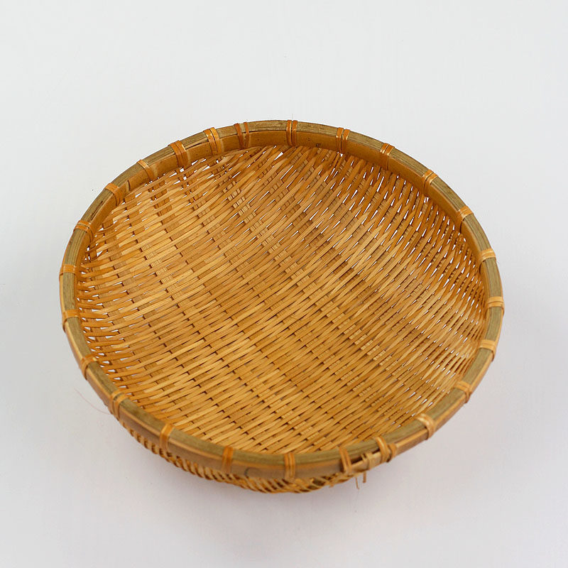 竹编簸箕晾晒圆形五件件套洗菜沥水篓水果果盘竹编