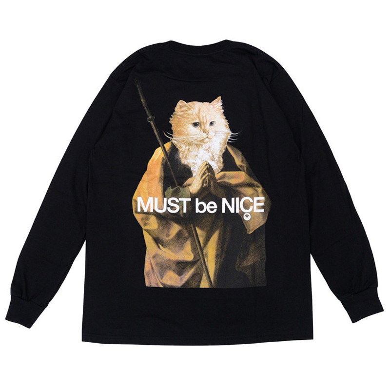 美国潮牌RIPNDIP 贱猫口袋猫 长袖T恤 男女情侣款 NERMUS祈祷僧侣