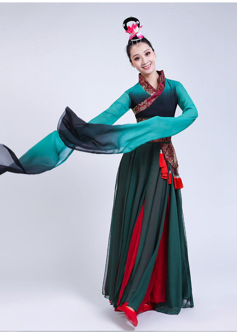 古典舞甩演出服女孙科飘逸惊鸿舞蹈服中国风民族舞民族服装