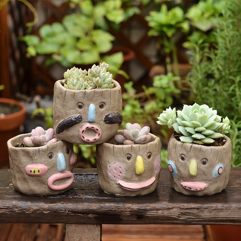 花盆象有秘密花园怪物手工粗陶多肉植物创意个性办公室花盆