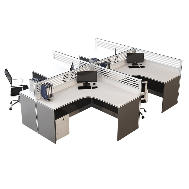 单排卡座职员办公桌四人位简约现代办公桌椅组合屏风l型工位学校