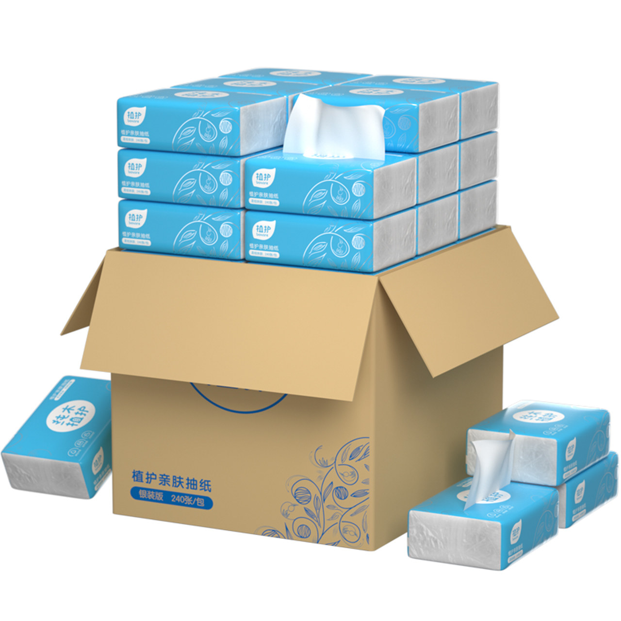 40包植护原木抽纸家用实惠家庭整箱面巾纸卫生抽纸
