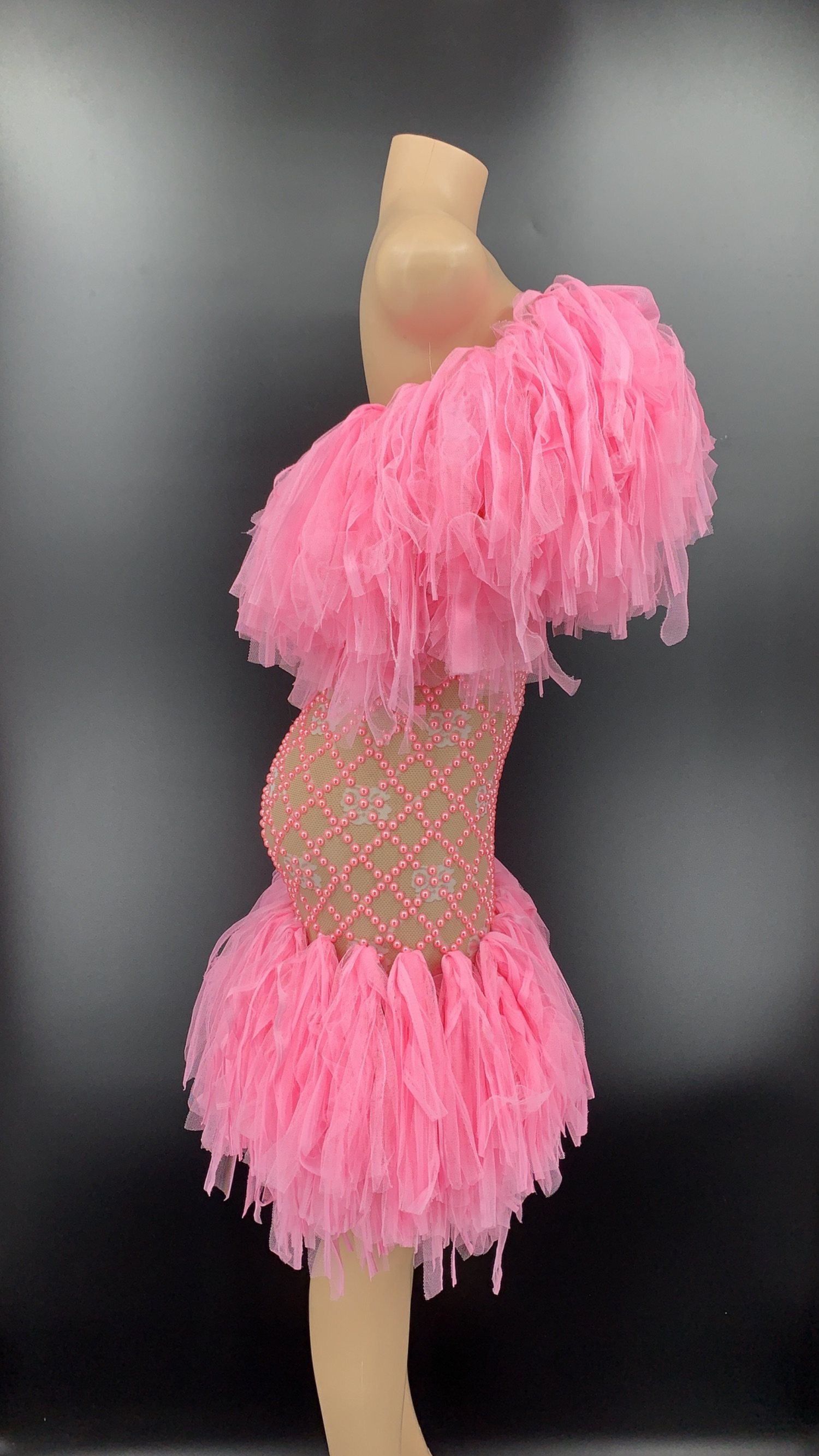 抹胸珍珠连衣裙夜店酒吧女歌手djdsgogo车模走秀演出服舞台演出