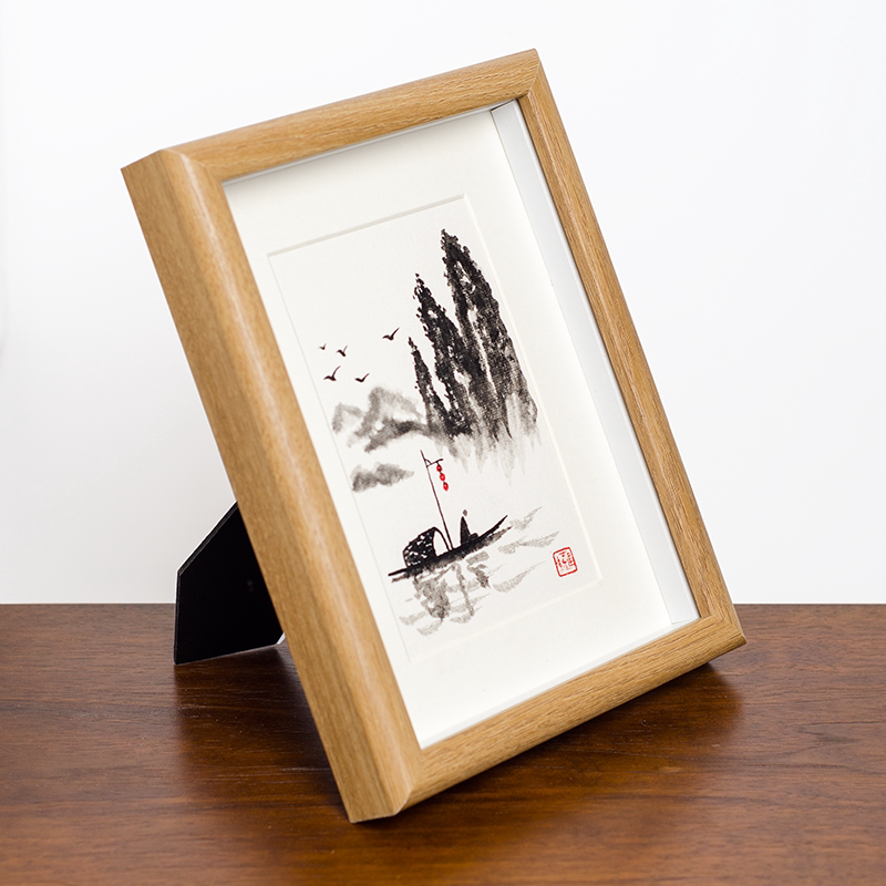 禅意摆画居家装饰摆台桌面字画挂画相框手写个性国画