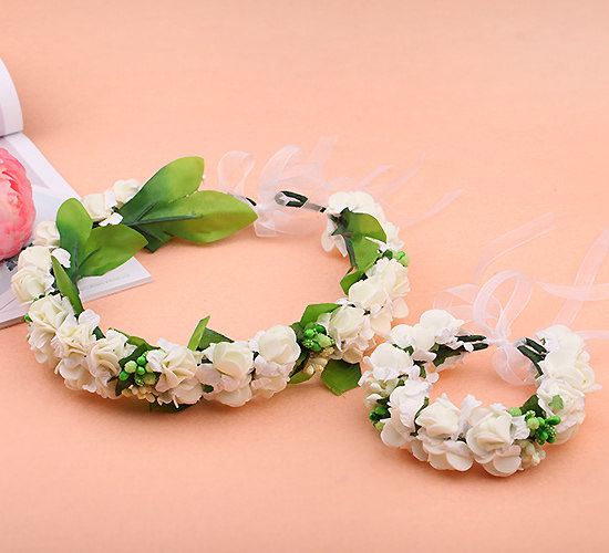 六一儿童花环头花花童发饰新娘婚纱手腕花环女童礼服演出森女花环