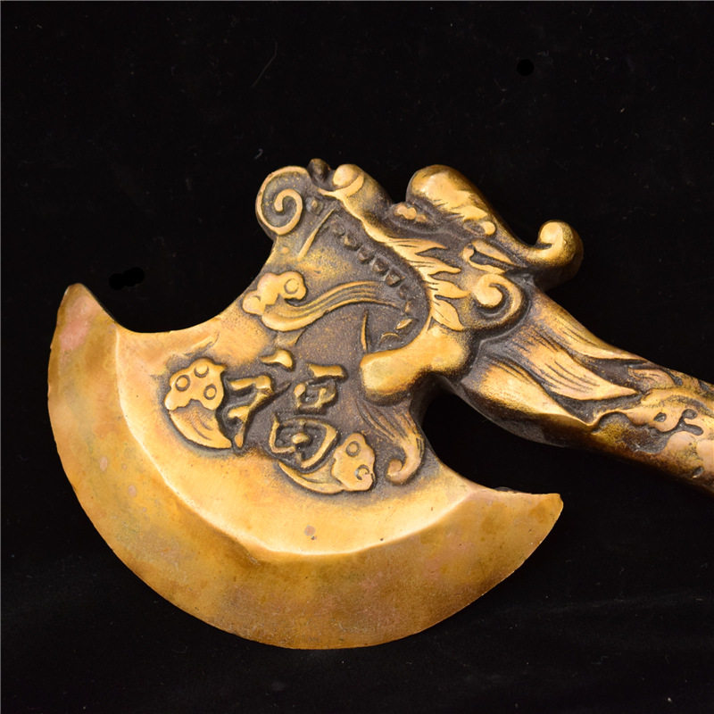 铜器纯铜斧镇宅神八卦一斧百福福龙纹镇斧子摆件
