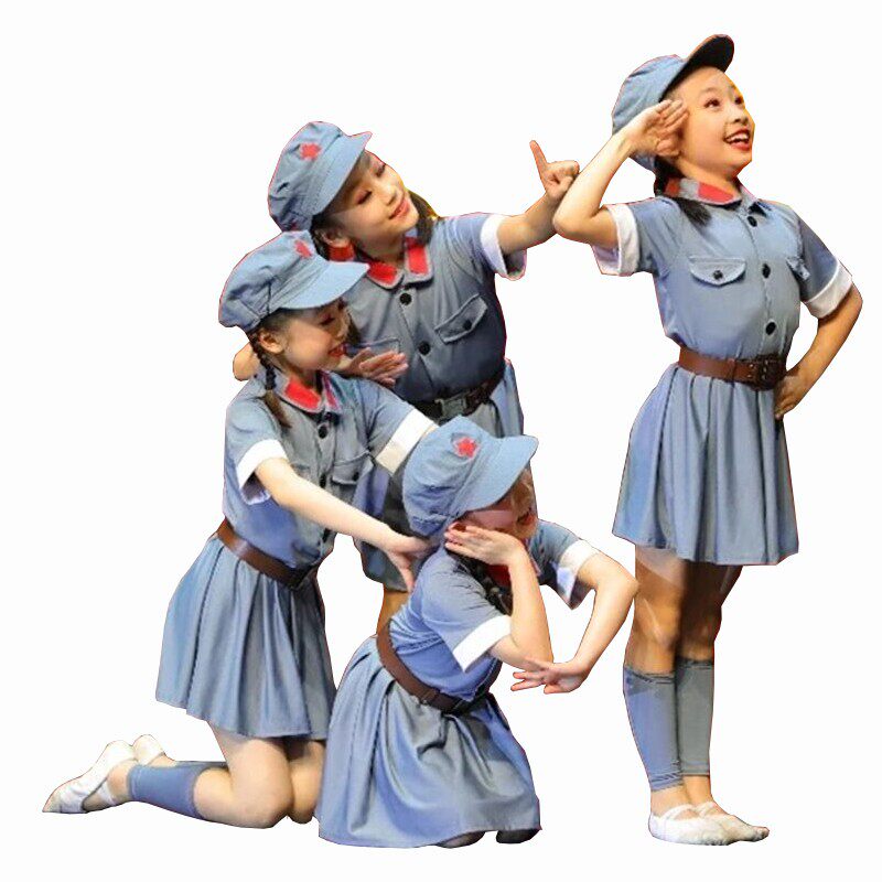 儿童小红红军星星闪烁舞蹈演出服闪闪红星幼儿儿童演出服