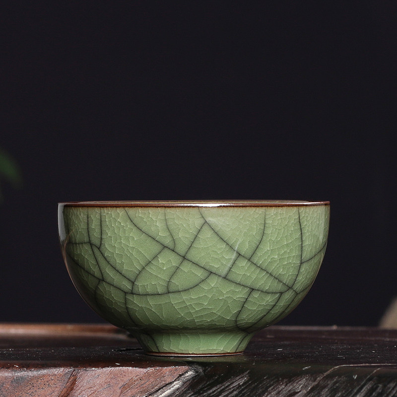 青瓷王文杯子品茗陶瓷裂纹龙泉王鱼籽龙泉杯单杯茶杯