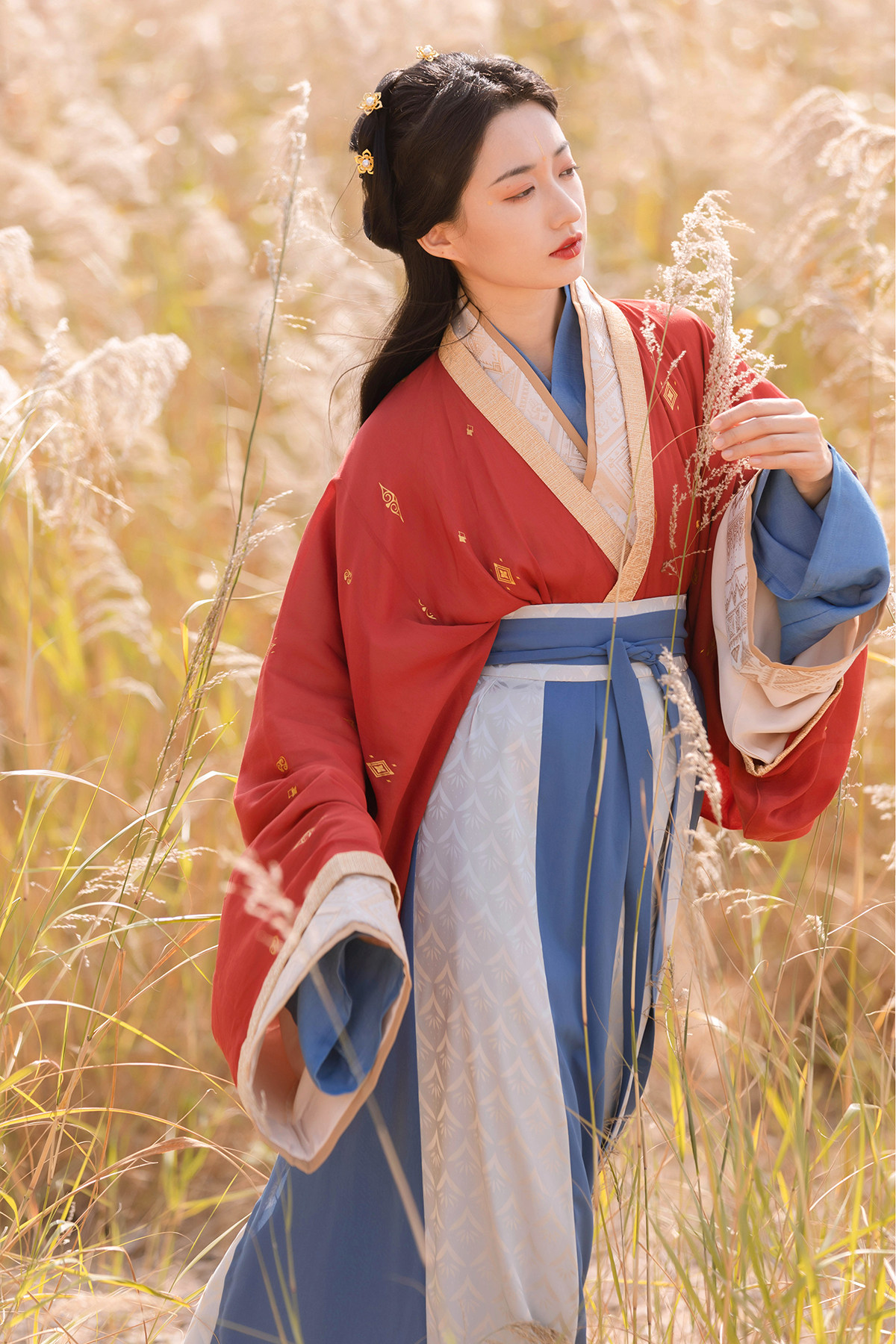 乔织羲和魏晋制汉套装交领襦垂胡袖交窬裙春季汉服