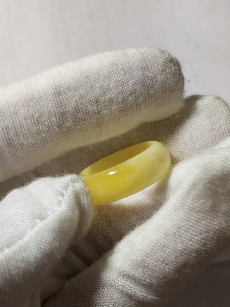 蜜蜡指环天然琥珀一体白花戒指指指圈跑环手饰