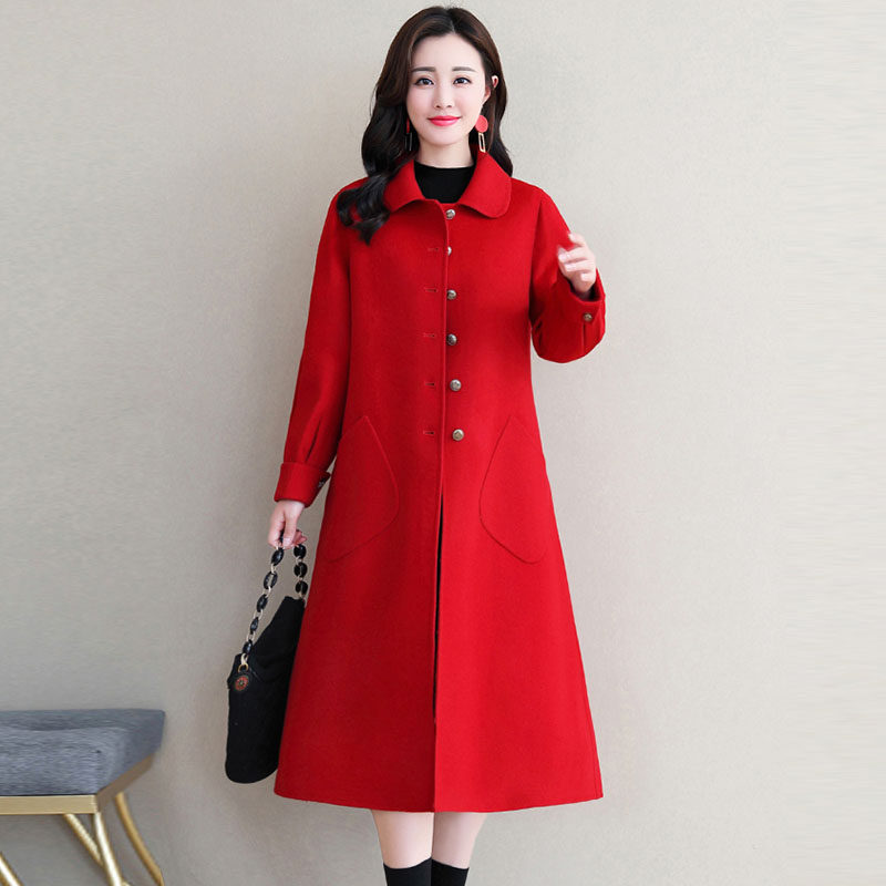 深依度2020春装新款大码女装春秋秋季时尚中长毛呢外套