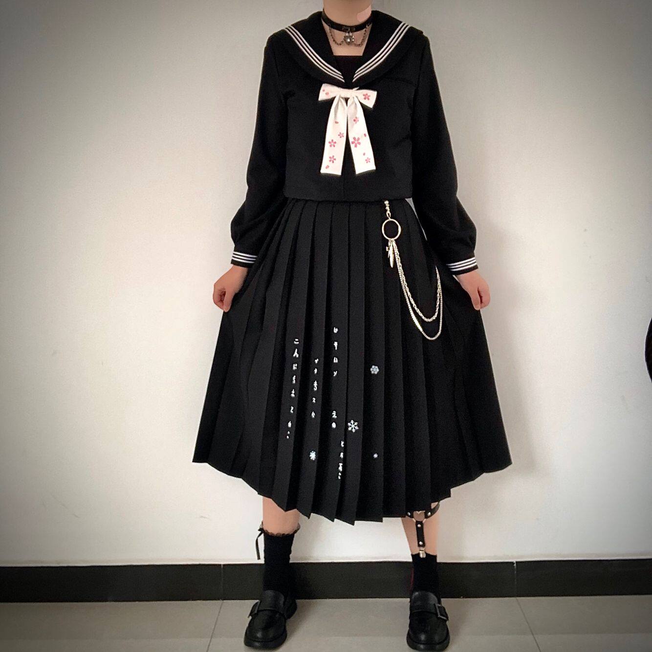 兔斯基原创雪枽暗黑不良jk制服朋克哥特式基础学生校服