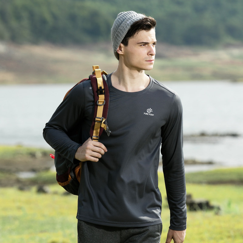 速干户外衣男长袖夏季轻薄宽松运动登山男装速干t恤