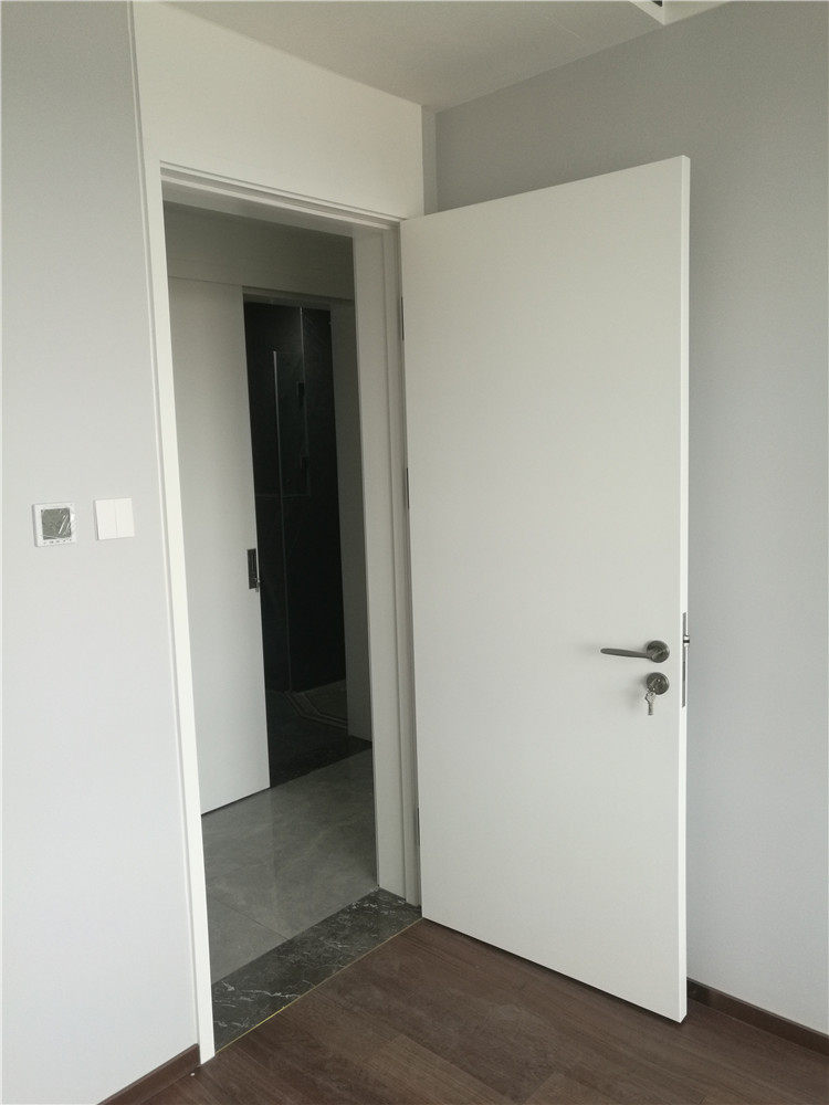 定制室内实木复合套装烤漆现代简约极窄边框通顶带上亮门楣平开门