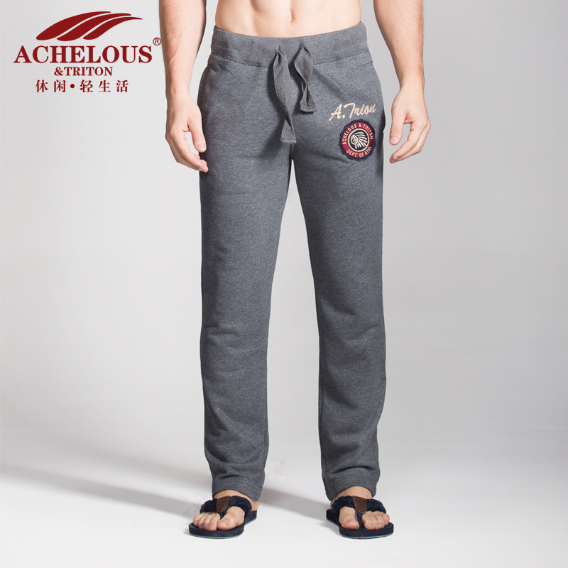 秋冬季加绒加厚卫裤男休闲运动宽松小脚裤抓绒刺绣直筒长裤男潮流