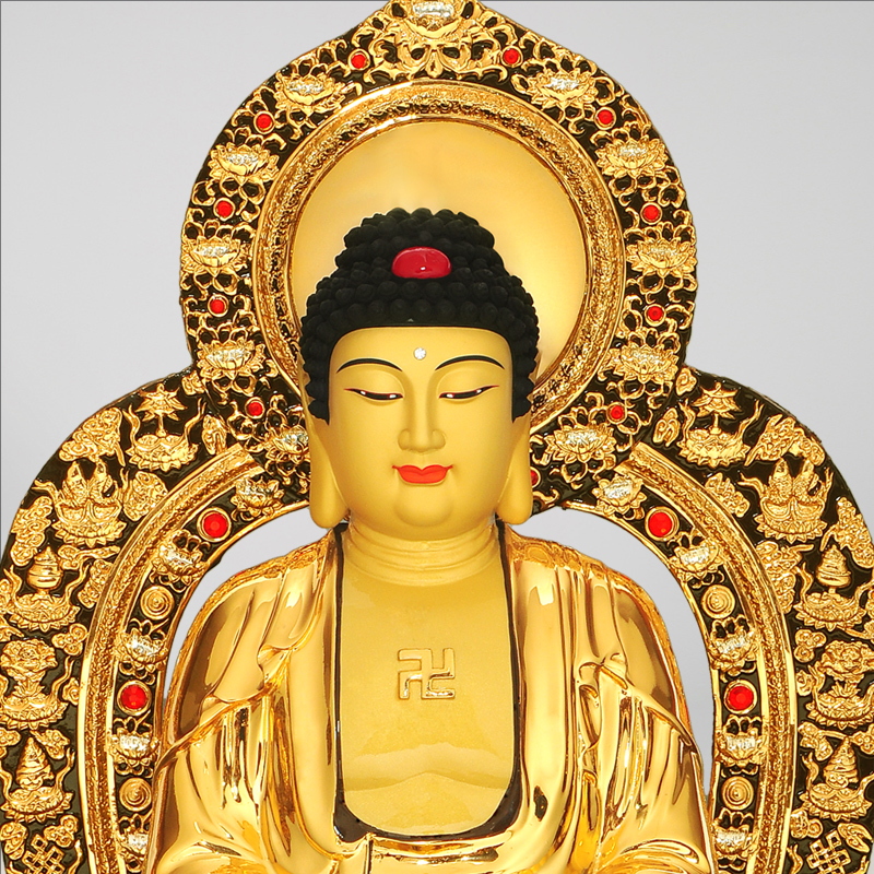 佛教台湾全铜鎏金释迦牟尼摆件如来如来佛佛祖佛陀摆件