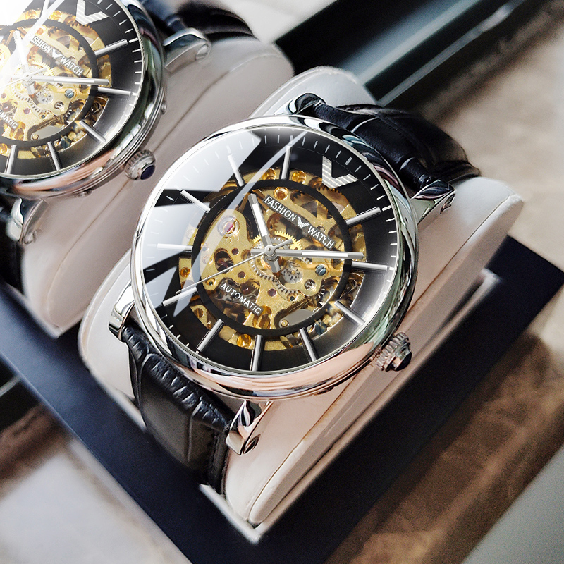 瑞士十大品牌正品黑武士手表男士机械表全自动镂空名牌潮流学生表