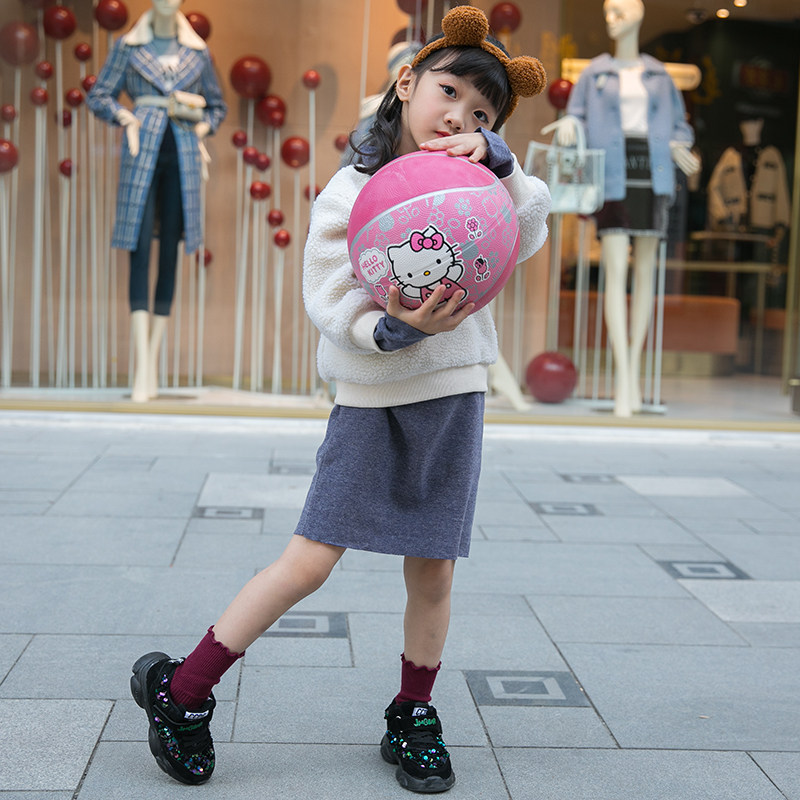 凯蒂猫儿童皮球弹力3号5号篮球幼儿园专用女孩足球球类玩具拍拍球