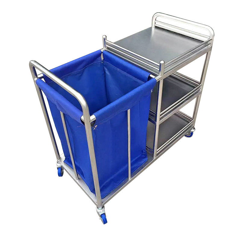 特厚304不锈钢三层护理车污物车晨护车垃圾车被服车扫床推车包邮