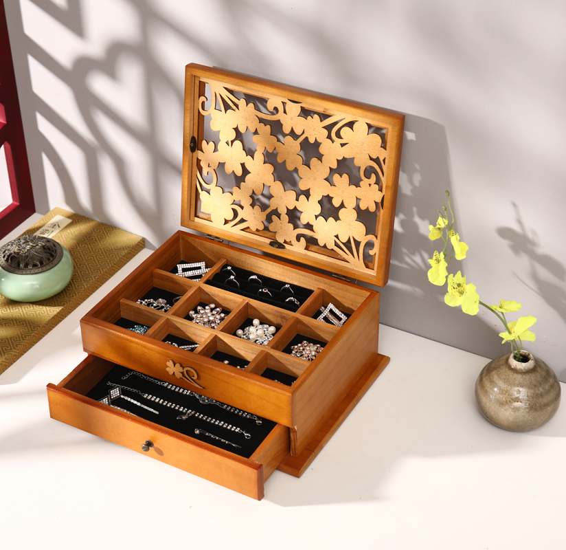 首饰盒首饰收纳盒ins风古风中国风欧式 公主高档大容量小精致简约_双