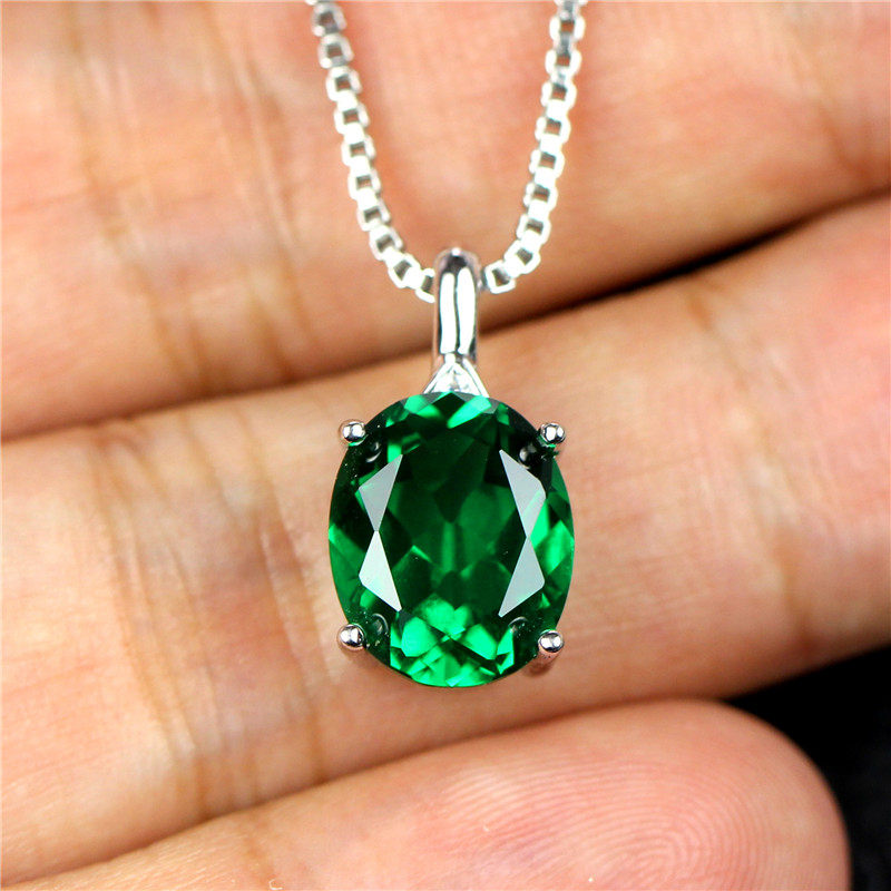 祖母祖母绿绿宝石吊坠纯银转运单独碧玺糖果色锁骨颈饰