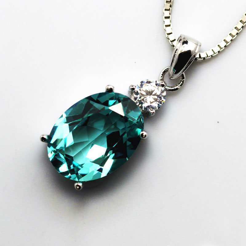 椭圆形帕拉伊巴碧玺项链吊坠女款款项坠子糖果色项坠